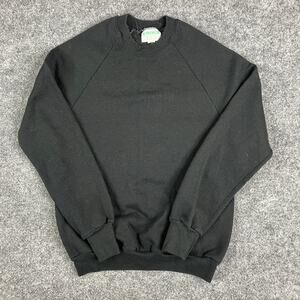 Activewear Sweatshirt Mens Size M Black Raglan Sleeve Crewneck Made in USA